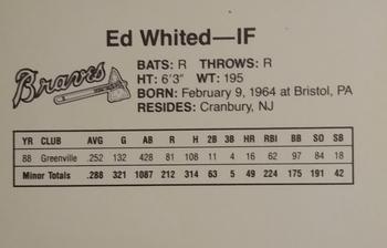 1989 Dubuque Atlanta Braves #NNO Ed Whited Back
