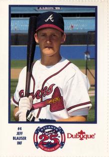 1990 Dubuque Atlanta Braves 25th Anniversary Perforated #4 Jeff Blauser Front