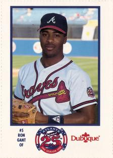 1990 Dubuque Atlanta Braves 25th Anniversary Perforated #5 Ron Gant Front