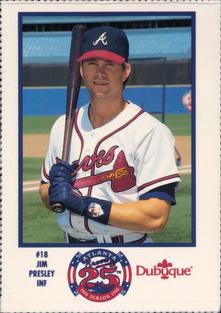 1990 Dubuque Atlanta Braves 25th Anniversary Perforated #18 Jim Presley Front