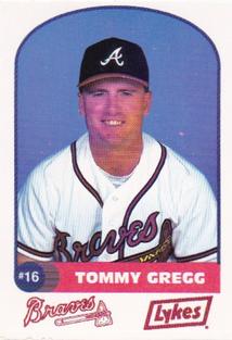 1992 Lykes Atlanta Braves Perforated #NNO Tommy Gregg Front
