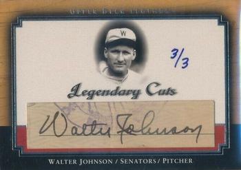 2001 Upper Deck Legends - Legendary Cuts #CWJ Walter Johnson Front