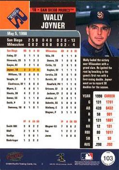1999 Pacific Private Stock #103 Wally Joyner Back