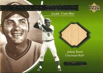 2001 Upper Deck Ovation - A Piece of History #JB Johnny Bench  Front
