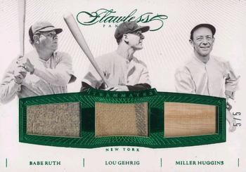 2016 Panini Flawless - Teammates Emerald #8 Miller Huggins / Babe Ruth / Lou Gehrig Front