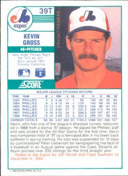 1989 Score Rookie & Traded #39T Kevin Gross Back