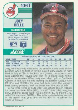 1989 Score Rookie & Traded #106T Joey Belle Back