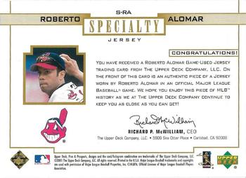 2001 Upper Deck Pros & Prospects - Specialty Jerseys Gold #S-RA Roberto Alomar  Back