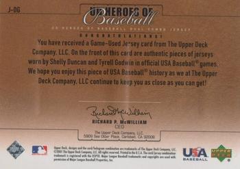 2001 Upper Deck Prospect Premieres - UD Heroes of Baseball Game Jersey Duos #J-DG Shelley Duncan / Tyrell Godwin  Back