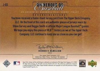 2001 Upper Deck Prospect Premieres - UD Heroes of Baseball Game Jersey Duos #J-GS Steve Garvey / Reggie Smith Back