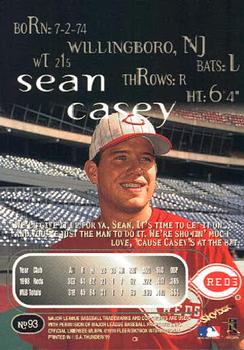 1999 SkyBox Thunder #93 Sean Casey Back