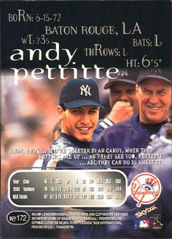 1999 SkyBox Thunder #172 Andy Pettitte Back