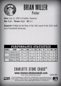 2016 Choice Charlotte Stone Crabs #15 Brian Miller Back
