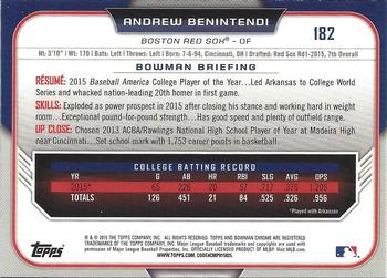 2015 Bowman Draft - Chrome Black Refractor #182 Andrew Benintendi Back