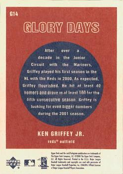 2001 Upper Deck Vintage - Glory Days #G14 Ken Griffey Jr.  Back