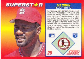 1992 Score 100 Superstars #28 Lee Smith Back
