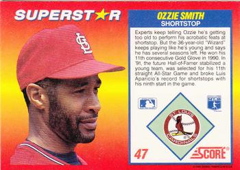 1992 Score 100 Superstars #47 Ozzie Smith Back