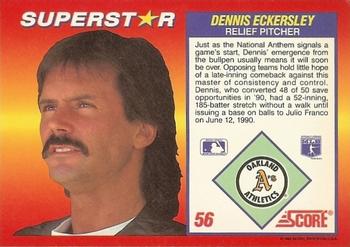 1992 Score 100 Superstars #56 Dennis Eckersley Back