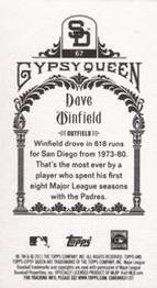 2011 Topps Gypsy Queen - Mini Box Variations #67 Dave Winfield Back