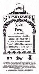 2011 Topps Gypsy Queen - Mini Box Variations #94 Buster Posey Back