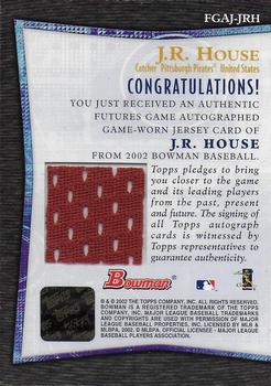 2002 Bowman - Futures Game Autograph Relics #FGAJ-JRH J.R. House Back