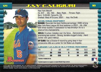 2002 Bowman - Gold #171 Jay Caligiuri  Back