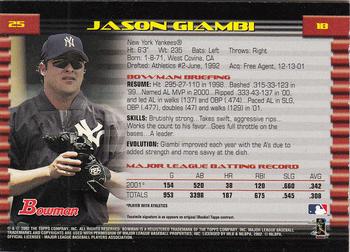 2002 Bowman - Gold #25 Jason Giambi  Back
