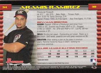 2002 Bowman - Gold #34 Aramis Ramirez  Back