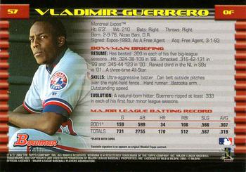 2002 Bowman - Gold #57 Vladimir Guerrero  Back