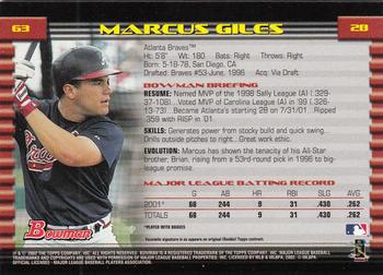 2002 Bowman - Gold #63 Marcus Giles  Back