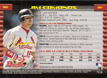 2002 Bowman - Gold #90 Jim Edmonds  Back