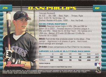 2002 Bowman - Gold #211 Dan Phillips  Back