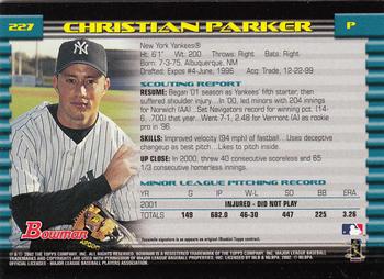 2002 Bowman - Gold #227 Christian Parker  Back