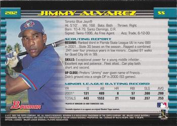 2002 Bowman - Gold #282 Jimmy Alvarez  Back