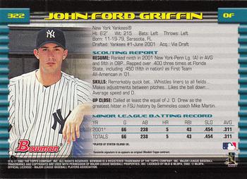 2002 Bowman - Gold #322 John-Ford Griffin  Back
