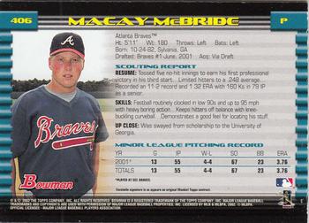 2002 Bowman - Gold #406 Macay Mcbride  Back
