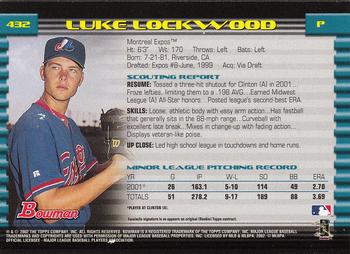 2002 Bowman - Gold #432 Luke Lockwood  Back