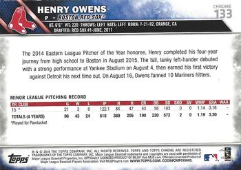2016 Topps Chrome - Pink Refractor #133 Henry Owens Back