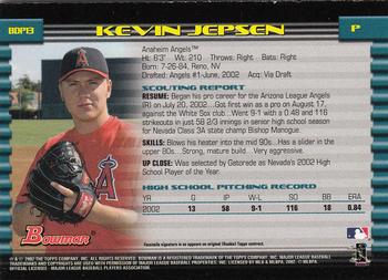 2002 Bowman Draft Picks & Prospects - Gold #BDP13 Kevin Jepsen  Back