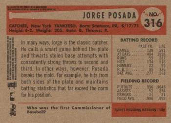 2002 Bowman Heritage - Black Box #316 Jorge Posada  Back
