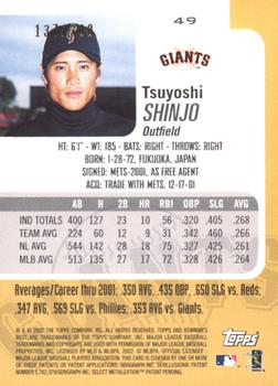 2002 Bowman's Best - Blue #49 Tsuyoshi Shinjo  Back