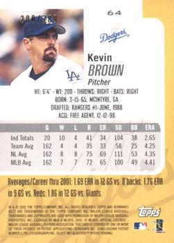 2002 Bowman's Best - Blue #64 Kevin Brown  Back