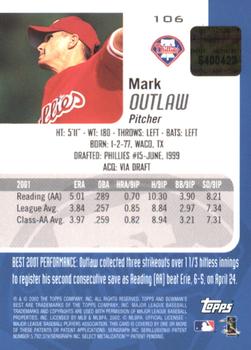 2002 Bowman's Best - Blue #106 Mark Outlaw Back