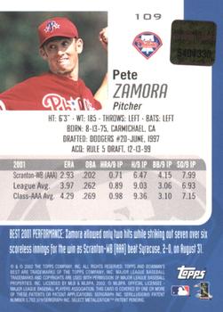 2002 Bowman's Best - Blue #109 Pete Zamora Back