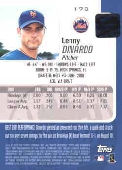 2002 Bowman's Best - Blue #173 Lenny Dinardo Back