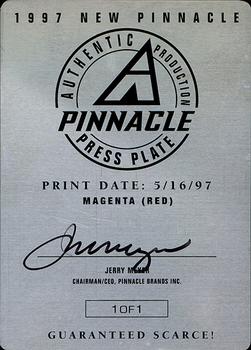 1997 New Pinnacle - Press Plates Front Magenta #142 Mark McGwire Back