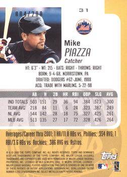 2002 Bowman's Best - Red #31 Mike Piazza  Back