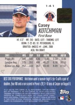 2002 Bowman's Best - Red #141 Casey Kotchman Back