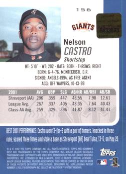 2002 Bowman's Best - Red #156 Nelson Castro Back