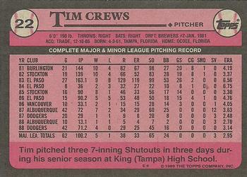 1989 Topps #22 Tim Crews Back